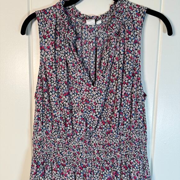 Gap Dress Large Floral Midi Length Sleeveless Split Neck Lined Classic Sundress - Picture 3 of 11